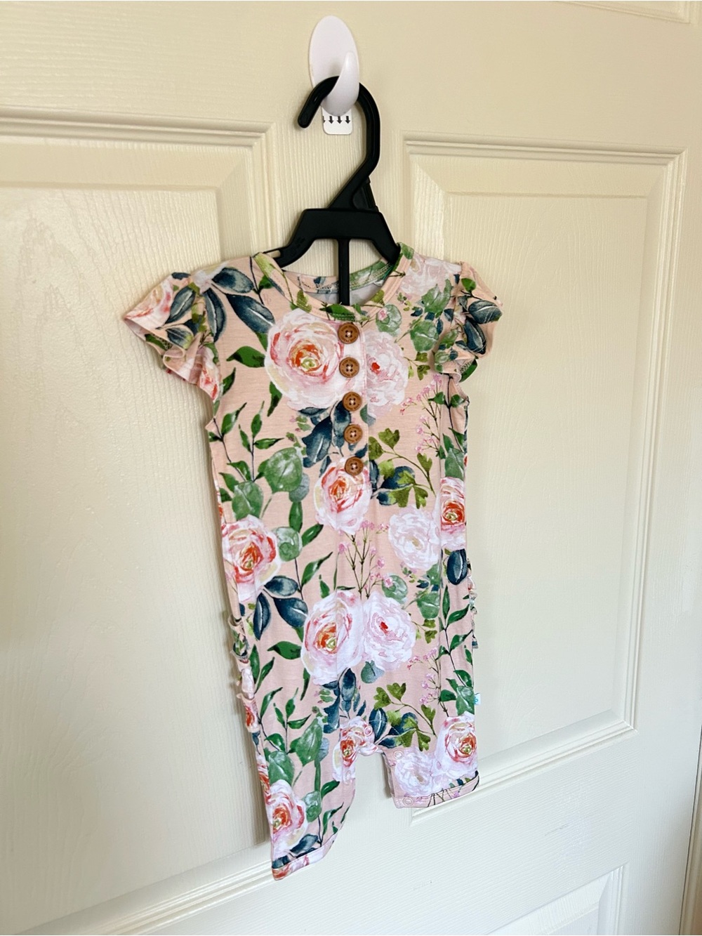 Posh Peanut Bamboo One Piece Floral Outfit Size 9-12 Month Ruffle Details